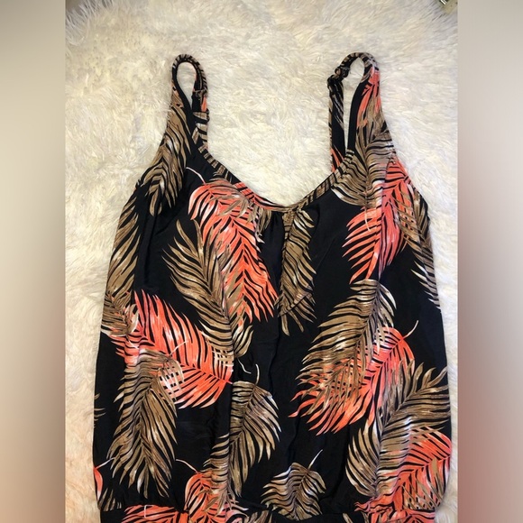 VENUS Black Orange and Tan Swim Tankini size 14 NWOT - Picture 3 of 10